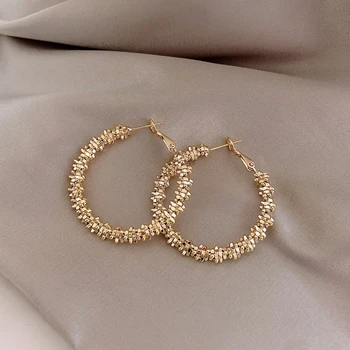 Преувеличенная Гусеница Золотого цвета, металлические серьги-кольца из щебня для женщин, Европейско-американская ювелирная петля в стиле панк, подарок девушке