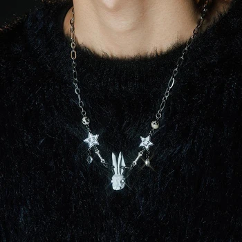 Аксессуары Y2k, ожерелье для женщин, Винтажное ожерелье с подвеской в виде кролика в стиле панк, Ювелирные изделия ручной работы, женские цепочки, Мода 2023 года