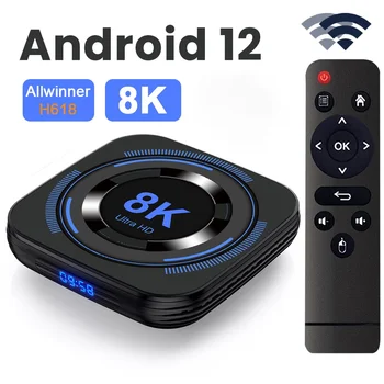 Android 12 TV BOX Allwinner H618 Двойной Wifi 32G64G Четырехъядерный Cortex A53 Поддержка 8K 4K BT Голосовой Медиаплеер Телеприставка