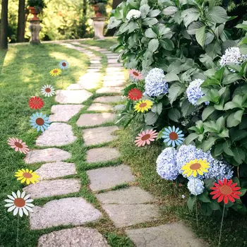 Набор из 5 садовых кольев ярких цветов 