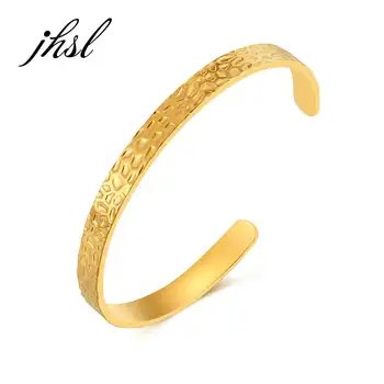 JHSL Женские браслеты-манжеты из нержавеющей стали золотого цвета для мамы и подруги Подарок на День рождения Модные украшения