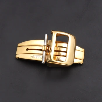 Классическая застежка из нержавеющей стали 16-18 мм 316L, складная пряжка для ремешка для часов, серебристо-золотой логотип Rosegold