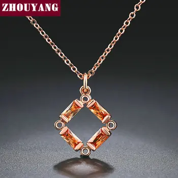 ZHOUYANG ZYN331 высшего качества, Лаконичный кристалл, Цвет розового золота, модные ювелирные изделия с подвесками, изготовленные из австрийского хрусталя