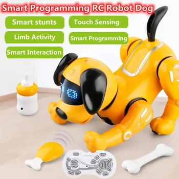 Интеллектуальный пульт дистанционного управления для детей раннего возраста, робот-собака, взаимодействие родителей и детей, сенсорное зондирование, интеллектуальное программирование, Радиоуправляемая игрушка