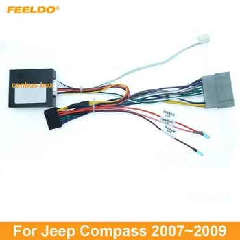 FEELDO Car Audio 16PIN Адаптер кабеля питания Android с коробкой Canbus для Jeep Compass 07 ~ 09 Жгут проводов радиоприемника