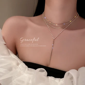 Вечернее ожерелье с жемчужными кисточками, многослойные аксессуары для сексуальных женских ожерелий, легкие роскошные нишевые платья, цепочки на ключицы