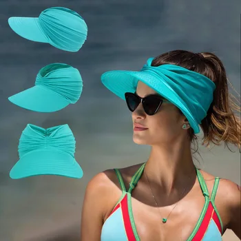 Летняя шляпа с открытым верхом, Полая кепка, солнцезащитный козырек для взрослых, Дорожная Приморская пляжная шляпа, Полиамидная Солнцезащитная шляпа с широкими полями, Солнцезащитная шляпа для женщин на открытом воздухе
