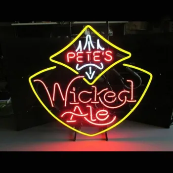 Неоновая световая вывеска Peter Wicked Ale Beer, изготовленная на заказ из настоящего стеклянного тубуса, Барные фирмы, магазин рекламы настенного декора, лампа-дисплей 24 