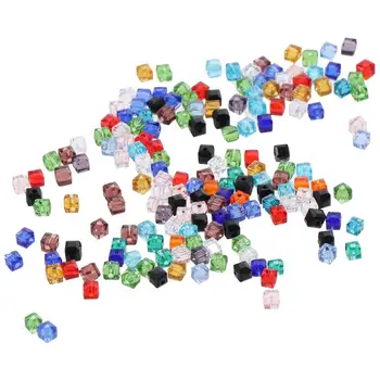 Стеклянный Квадратный Куб, мерцающий 4 * 4 мм, Разноцветные хрустальные бусины, Куб, Синтетические хрустальные бусины для браслетов
