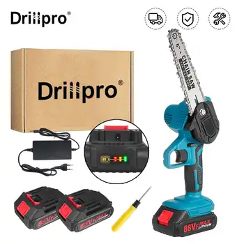 Drillpro 6-дюймовая мини-электрическая цепная пила мощностью 1200 Вт с индикатором заряда батареи Перезаряжаемый Деревообрабатывающий Садовый инструмент для Makita с батареей 18 В