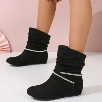 2023 Высококачественные весенне-осенние плюшевые Новые женские роскошные дизайнерские модные ботинки на платформе, однотонные нескользящие ботинки для женщин