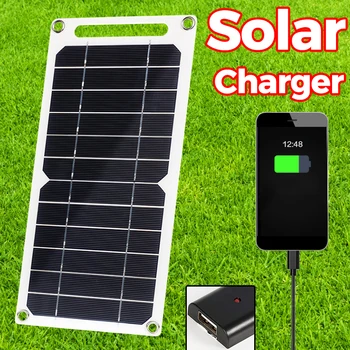Солнечная панель мощностью 20 Вт, 5 В USB, солнечная батарея для кемпинга, система зарядного устройства, солнечная панель в комплекте для мобильного телефона, блок питания, часы
