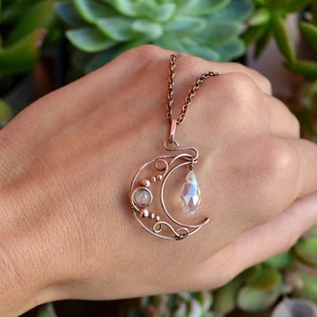 Винтажное бронзовое ожерелье с полой Луной для кулона, антикварное индивидуальное женское ожерелье, ювелирный подарок