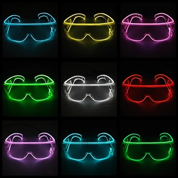 Новые светящиеся светодиодные очки EL Neon Для вечеринок, мигающие светящиеся очки, Прозрачные очки для фестиваля
