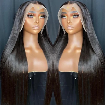 cosdelu 30 40 дюймов 13x4 Прямой HD кружевной парик спереди из Бразильских человеческих волос с прозрачной застежкой спереди Парики для чернокожих женщин