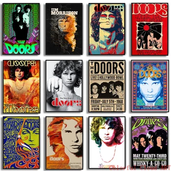 Плакаты The Doors Jim Morrison Печать на холсте Музыка Рок-группы GuitarWall Art Picturfes для Домашнего Бара Украшение дома (Без рамки)