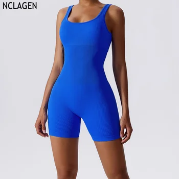 Облегающий цельный костюм NCLAGEN, быстросохнущий комплект для йоги Beauty Back, бесшовный женский спортивный комбинезон для бега в тренажерном зале для женщин