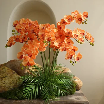 Имитация цветка 9 фаленопсисов, новое китайское украшение дома, современная свадебная пейзажная мебель, реквизит для фотосъемки