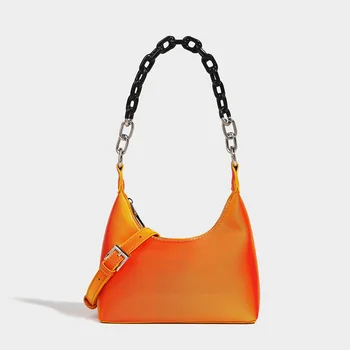 Новый Градиентный красочный дизайн Half Moon Женские сумки через плечо, Кожаная Роскошная Женская Маленькая сумочка, модная сумка через плечо для девочек