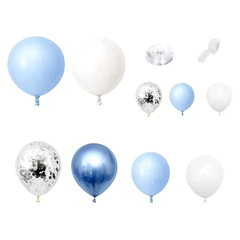 Синие воздушные шары Комплект арки-гирлянды 107 шт Сине-белый Серебристый комплект для украшения арки из воздушных шаров Конфетти