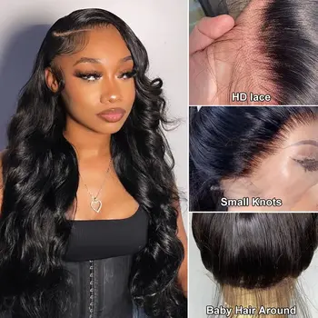 Объемная волна Millionaire Queen 180% плотности бесклеевых париков из человеческих волос, 100% человеческих волос, 13x6 HD Прозрачных передних париков для чернокожих женщин