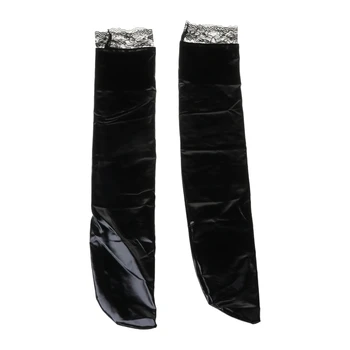 1 пара женских сексуальных модных длинных латексных резиновых чулок, колготки до бедра, брюки