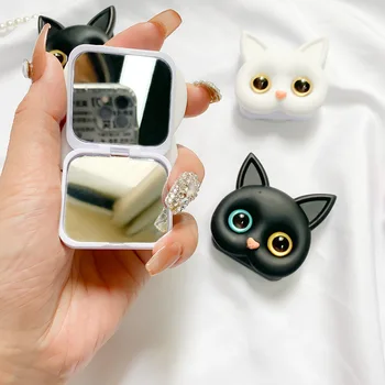 Кронштейн подушки безопасности для мобильного телефона с 3D милым котом, Липкое Портативное зеркало для макияжа, кольцо для селфи