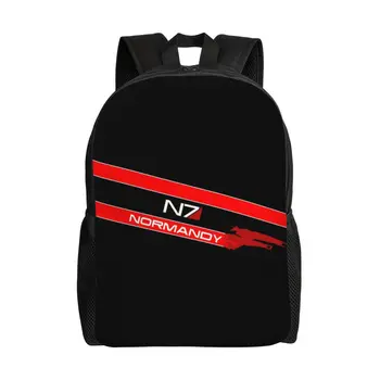 Нормандия Видеоигра N7 Рюкзак для Мужчин Женщин Водонепроницаемая Школа Колледж Mass Effect Alliance Военная Сумка С Принтом Bookbag