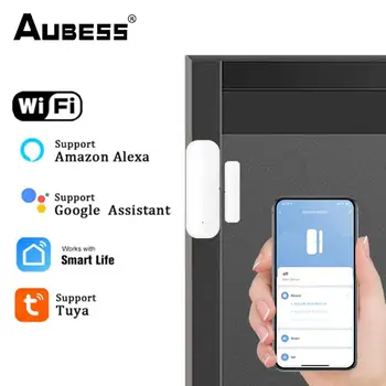 AUBESS Tuya WiFi Умный дверной датчик Детекторы открытия и закрытия дверей Система охранной сигнализации умного дома Smart Life APP Control