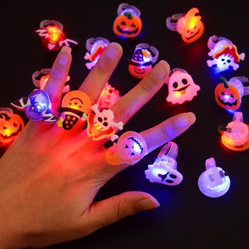 Светодиодное кольцо на Хэллоуин, светящаяся тыква, кольца с черепом-призраком, подарок для детей, украшение для вечеринки в честь Хэллоуина для дома, реквизит ужасов, принадлежности