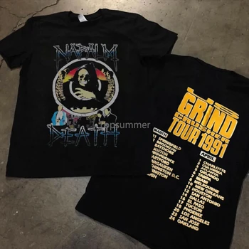 Винтажная футболка Napalm Death 1991 Us Grind Crusher Tour Metal с репринтом