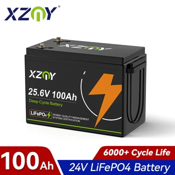 XZNY 24V 100Ah LiFePO4 Литиевая Батарея 6000 Глубоких Циклов Перезаряжаемые Батареи 120A BMS Для Лодочного Мотора Солнечная Панель Home RV Power