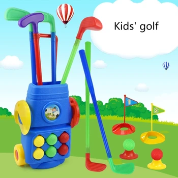 Детский портативный набор игрушек-клюшек для гольфа, игровой набор для игры в гольф в помещении и на открытом воздухе с клюшкой для гольфа, мячи для игры в гольф для детей, семейная игра