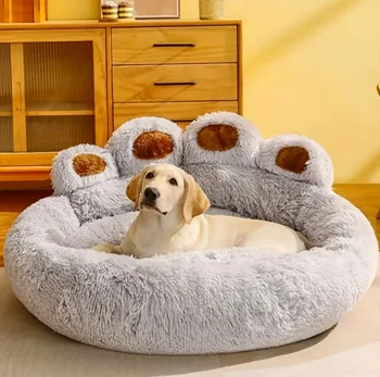 Большие диваны-кровати для домашних собак, теплые аксессуары, большой коврик для собак, питомник для домашних животных, Моющийся плюш, Средняя корзина, спальные кровати