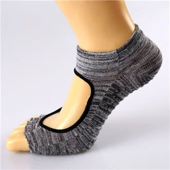 Красочные хлопчатобумажные носки с носком, Разделяющие носки для йоги, Женские Силиконовые носки с открытым носком сзади, Женские носки с пятью пальцами, Женские WSB028