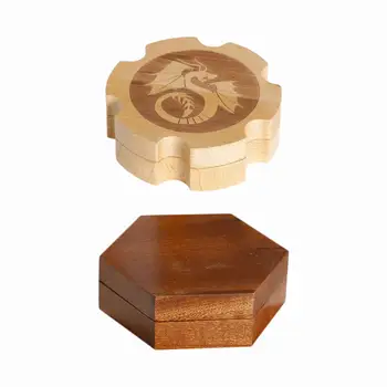 Деревянная коробка для игры в кости с разделителем для хранения семи многоугольных кубиков