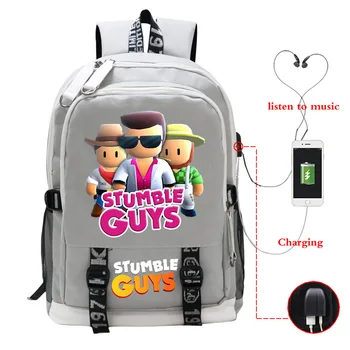 Рюкзак большой емкости с принтом Stumble Guys Collision Party, холщовая сумка для учащихся младших классов средней школы, сумка на плечо, школьная сумка на молнии,