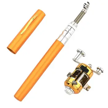 Сложенная удочка с катушкой, наружная портативная мини-рыболовная ручка, карманный телескопический шест T2J7