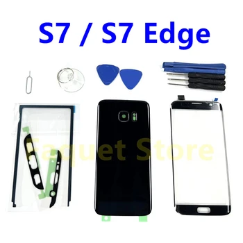 Для Samsung Galaxy S7 Edge G930 G935F/DS Корпус Задняя Дверь Задняя Крышка Аккумулятор Стеклянный Дисплей Сенсорный Экран Передняя Стеклянная Линза