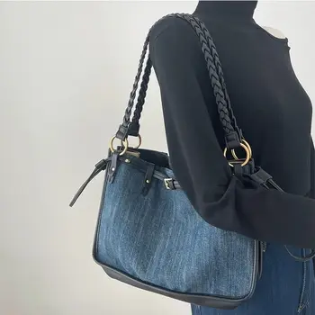 Высококачественная джинсовая сумка-тоут, большие сумки на одно плечо, женская тенденция 2023 года, роскошные новые сумки, повседневная сумка подмышками большой емкости для женщин