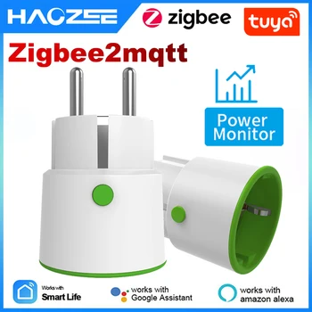 Tuya Smart Zigbee Plug WiFi Розетка 3680 Вт 16A Мощность Мониторинг Энергии Таймер Переключатель ЕС Розетка Голосовое Управление