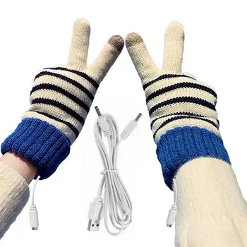 Перчатки с USB-подогревом, женские зимние перчатки с сенсорным экраном, двухсторонние нагревательные перчатки, электрические перчатки для помещений или улицы