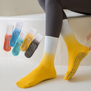 Женские носки для йоги Crew - 2 пары - Носки с красителем для пилатеса - Нескользящие носки Crew