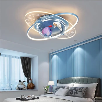 Современный потолочный светильник для детской спальни Креативная интеллектуальная светодиодная люстра Space Planet Внутренние Декоративные светильники