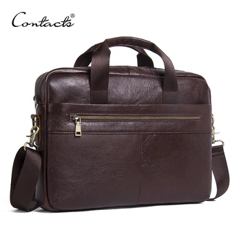 Сумка CONTACT'S из натуральной кожи, деловые мужские сумки для ноутбука, портфели, мужские сумки через плечо, мужская сумка-мессенджер