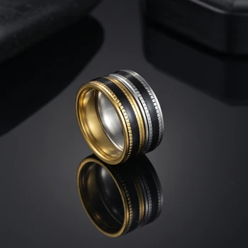 Модная классическая Черная линия, простые 2-цветные золотые кольца для мужчин, женщин, Романтический ювелирный подарок на годовщину для влюбленных