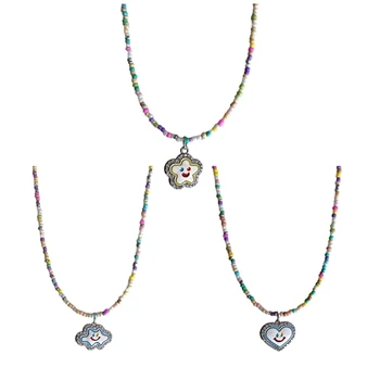 Красочное ожерелье ручной работы из бисера с подвеской в виде звезды/облака/сердца, колье-чокер