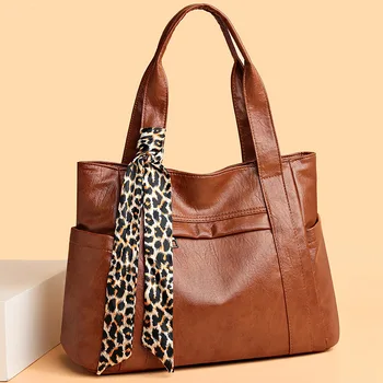 Новая женская сумка в европейском и американском стиле в стиле ретро, простая и вместительная сумка-тоут из мягкой кожи для женщин