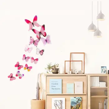 12шт Наклейки на стену с бабочками, светящиеся трехмерные декоративные обои с бабочками 
