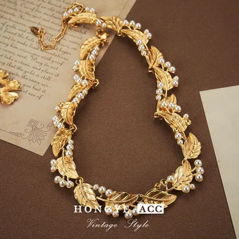 Ювелирные ожерелья Металлическое свадебное винтажное женское ожерелье Y2k Аксессуары, покрытые 18-каратным золотом Бесплатная доставка